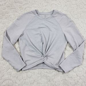 Lululemon twist front cropped long sleeve top silver grey